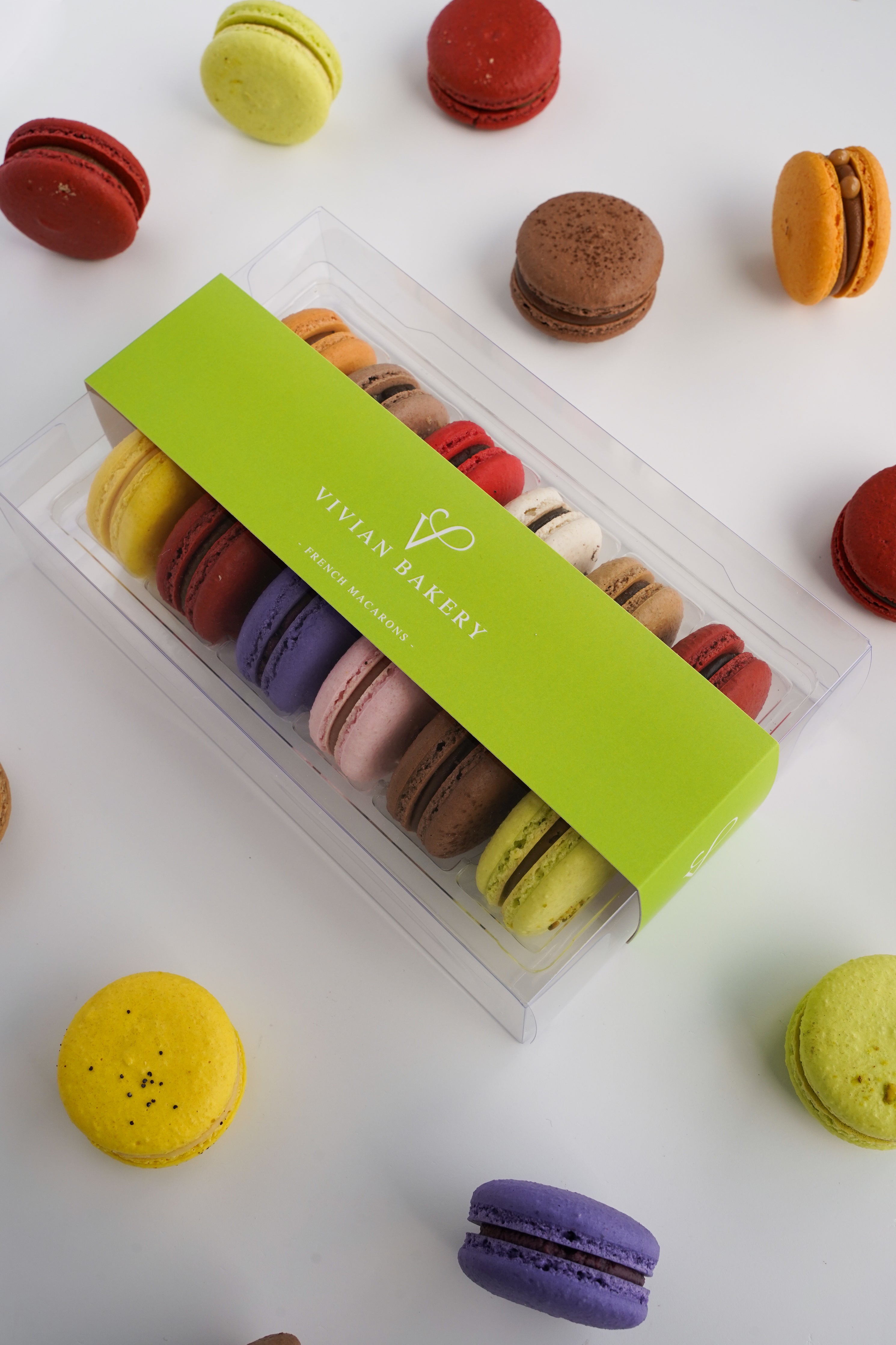 Assorted variety of macarons