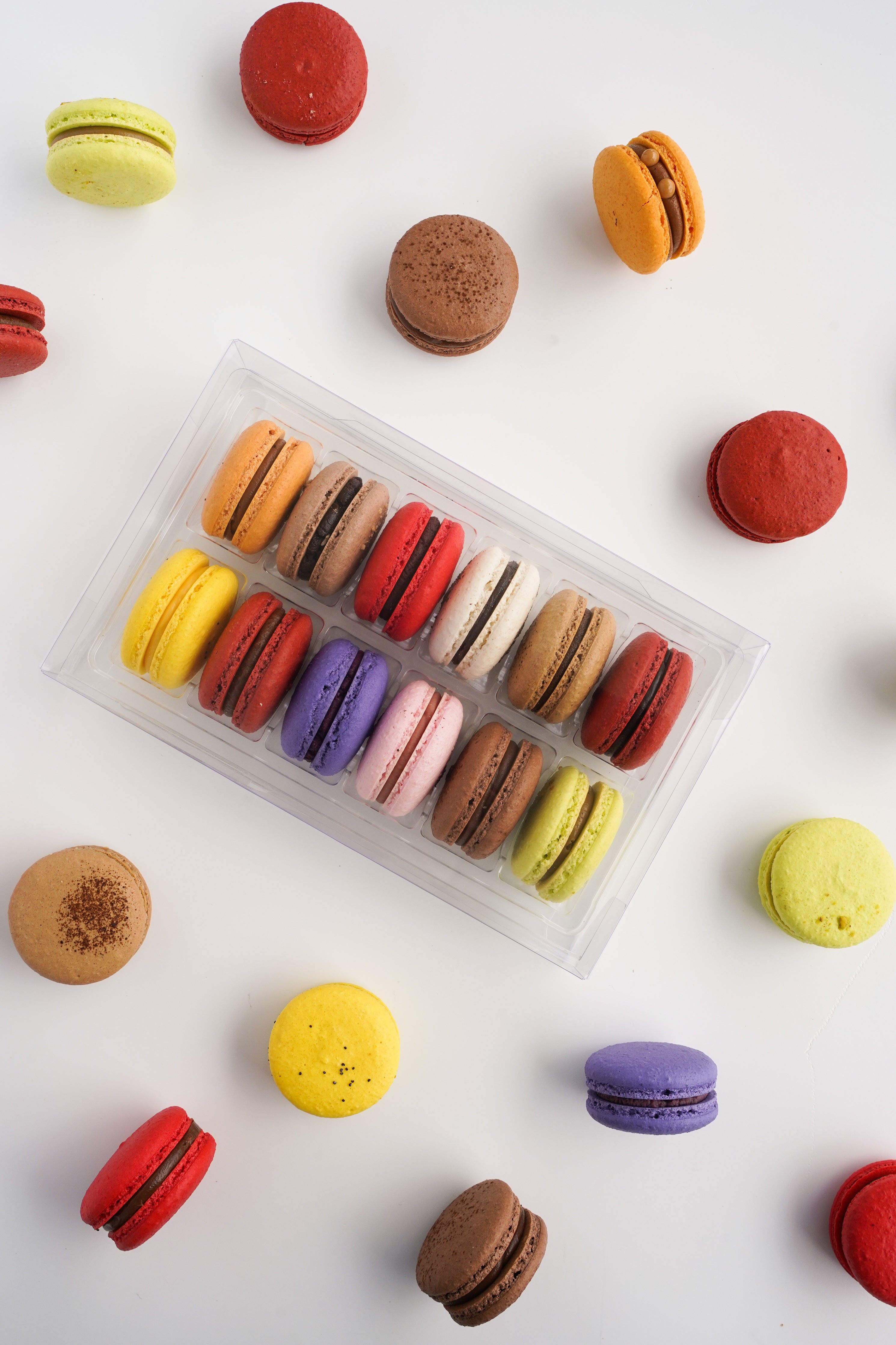 Assorted variety of macarons